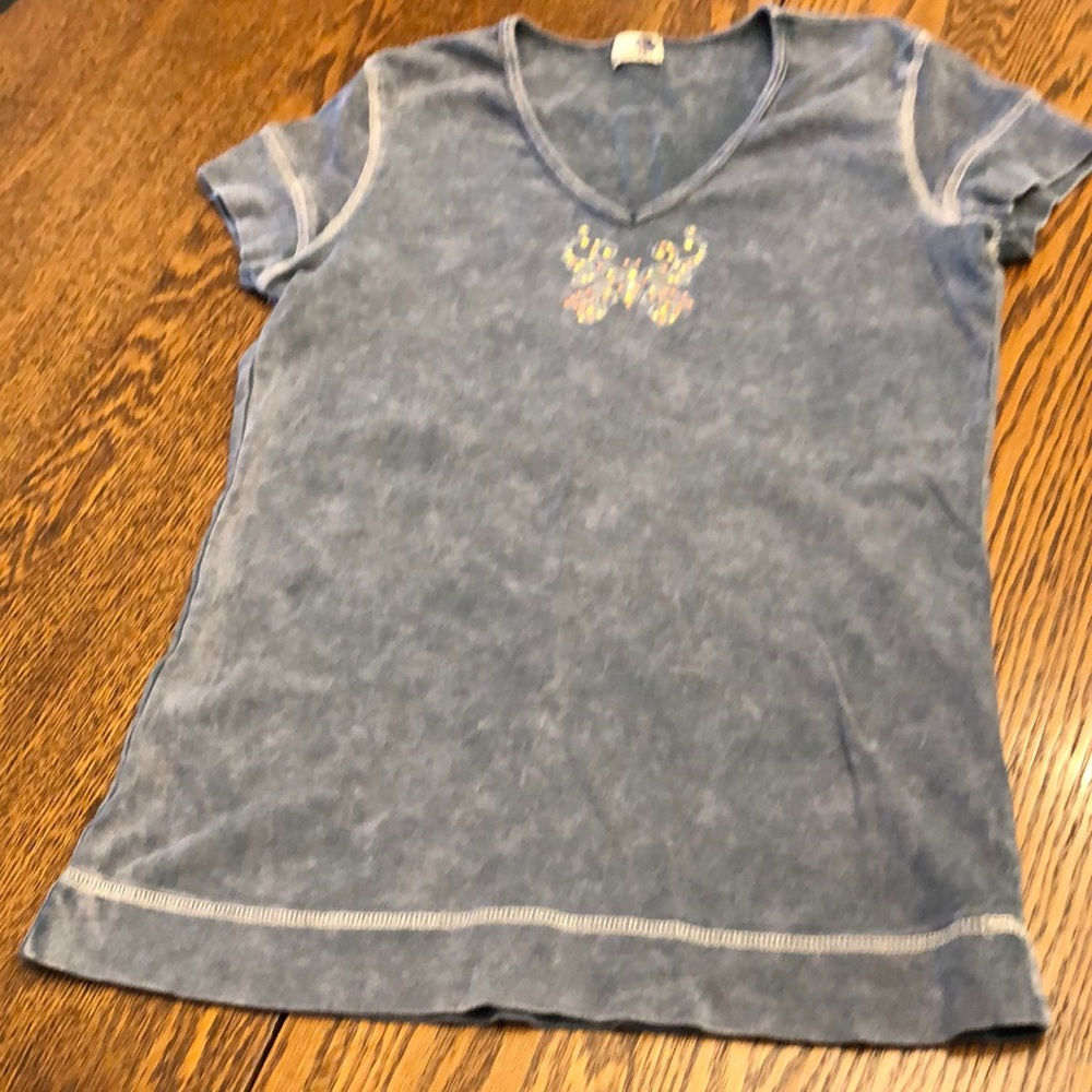 Meworld Size L 💯 cotton tie-dyed denim color with bling stone butterfly 🦋